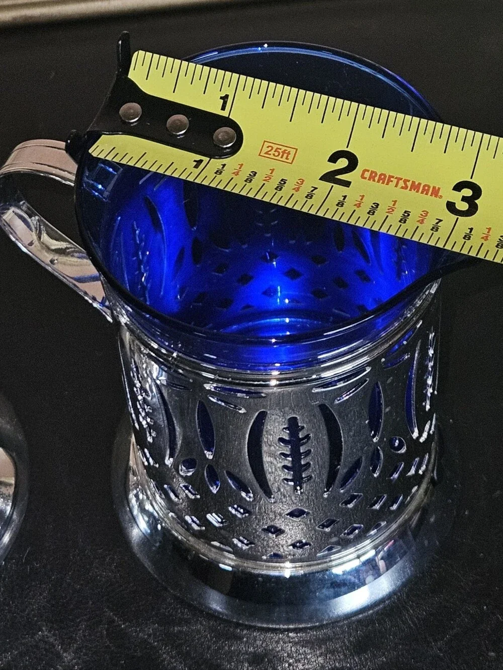 Vintage Avon Royal Sapphire Sugar and Creamer Set Cobalt Blue Glass Inserts